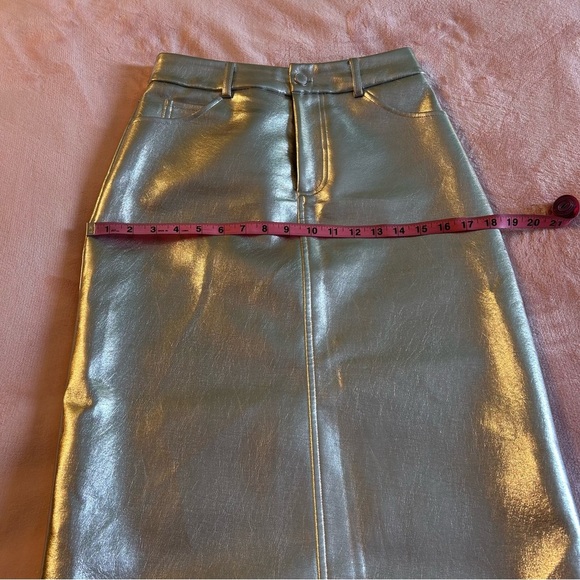 Avec Les Filles metallic silver midi skirt with slit in back size S polyurethane - Picture 8 of 10